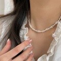 wholesale S925 Sterling Silver Double Layer Rice Pearl Necklace for Women, Small and Minimalist, Fashionable and Versable Choker-0-2