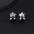wholesale S925 Sterling Silver New 9mm Natural Freshwater Pearl Earrings for Women, Fashionable and Luxurious Elegant Ear Studs-0-4