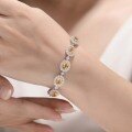 wholesale S925 silver plated with 18k gold, Yun Tong Jewelry small fresh natural citrine egg-shaped bezel set bracelet-0-4