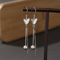 wholesale Sterling Silver S925, Tassel Earrings Fashion Long Butterfly Bead Earrings for Women, Korean Style Elegant Accessories, Temu Best-Selling Jewelry-0-0