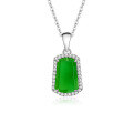 wholesale S925 Sterling Silver Natural Agate Pendant Necklace for Women, Light Luxury Chalcedony Drop, Comparable to Jade-0-4