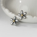 wholesale 925 Sterling Silver Sunflower Ear Clasp Two-Tone Retro Vintage Sweet Exquisite Floral Earrings M03132-0-1