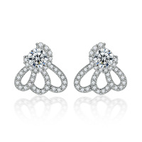 wholesale S925 Sterling Silver Fashion Zircon Ear Studs, Niche High-End European and American Designer Style, Wholesale Pure Silver Earrings-Platinum 925 silver