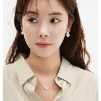 wholesale 925 Silver Fashion Office Lady Necklace Set Korean Elegant Irregular Pink Shell Choker Necklace with Starry Sky Design-Irregular Pink Shell Necklace 925 Silver