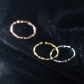 wholesale S925 Sterling Silver Twisted Wave Ring for Women, Korean Style Minimalist Dainty Adjustable Open Stacking Ring or Pinky Ring J8842-0-0