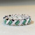 wholesale S925 Sterling Silver Emerald Cut Full Diamond Row Ring Fashion Internet Famous Dazzling Flash Emerald Ring-0-2