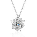 S925 Sterling Silver Windmill Necklace with Moissanite Pendant,-0-3