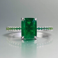 wholesale S925 Sterling Silver 6*8 Green Zircon Ring Women's Ins Style Daily Minimalist Versatile-R972 Emerald Ring Size 5