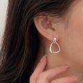 wholesale S925 Sterling Silver Minimalist Geometric Square Stud Earrings, Korean Design Summer Elegant High-end Earrings-0-2