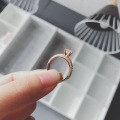 wholesale 18K rose gold S925 silver emerald square diamond ring, simple fashion for-0-1