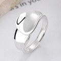 wholesale S925 Sterling Silver European and American Cross-Border Minimalist Overlapping Wide Opening Adjustable Ring Unisex-0-0