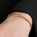 wholesale 925 Silver Plated with 18K Yellow Gold and Rose Gold Italian Import Three-Color Twisted Shank Bracelet-0-4