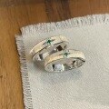 wholesale S925 Sterling Silver Sage Green Zircon Brushed Ring, Falling into the Stars Women's Small Design Sense Open Star Halo Minimalist Circle Ring-0-2