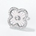 wholesale Silver needle Korean-style fashion minimalist natural white shell four-leaf clover earrings for women, delicate and petite, elegant and versatile-0-2