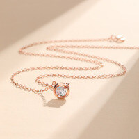wholesale S925 Sterling Silver Rose Gold Plated Diamond Accented Fashionable Luxury Round Beaded Necklace Wholesale-Rose gold>925 silver