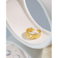 wholesale S925 Sterling Silver JF370 Dongdaemun Silver Ring Trendy Niche Openwork Design Adjustable Ring for Women-0-1