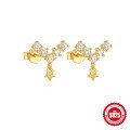wholesale S925 Sterling Silver V-shaped Full Diamond Star Flower Earrings with Bow-0-10