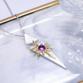 wholesale 925 Sterling Silver Designer Natural Amethyst Topaz Pendant Sun Goddess Necklace Small Batch Design Jewelry-0-1