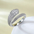 wholesale S925 Silver European and American New Ins Minimalist Style Snake-shaped Open Adjustable Ring Cross-border Live Shipping-0-5