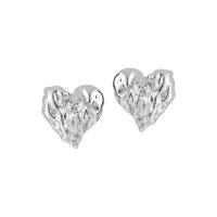 wholesale S925 sterling silver small and unique earrings, ins minimalist style, high-end sweet and edgy heart-shaped diamond-encrusted earrings for women-White gold and white diamond [with sterling silver ear plugs] &gt; 925 silver