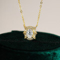 925 Silver Moissanite Necklace Pendant, 1 Carat Oval Cut Choker Chain-0-0