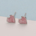 wholesale Sterling Silver S925 Heart-shaped Enamel Earrings With A Trendy And Minimalist Design, New Release-0-1