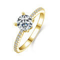 Gold-Plated Brass Women's Fashion Cubic Zirconia Full Diamond Design Luxury Ring-0-3