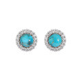 wholesale S925 Sterling Silver 829 Niche Design Ins Light Luxury High-End Circular Full Diamond Inlaid Natural Turquoise Earrings for Women-0-6