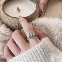 wholesale S925 Silver Ginkgo Leaf Gourd Diamond-Inlaid Ring, Ancient Enamel Technique Adjustable New Chinese Style Index Finger Ring-YQJ1394/approx. 3g Adjustable opening