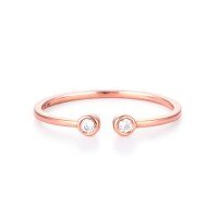 wholesale 18K Rose Gold Diamond Ring, 9K Yellow Gold Moissanite Band, 14K White Gold Pinky Ring, AU750 Set Open-End Ring-9K Gold-Moissanite Adjustable opening (default opening 13#)