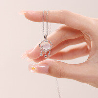 wholesale S925 Sterling Silver Ruyi Peace Lock Ice-Type White Chalcedony Necklace for Women, Natural Ice-Type, Niche Design, Light Luxury Pendant-Icy Ruyi Peace Lock Necklace/approx. 3.8g&gt;DZ015752