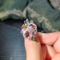 wholesale S925 Sterling Silver Original Design Colorful Bubble Gemstone Ring Natural Tourmaline Ring-0-0