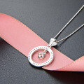 wholesale S925 Sterling Silver Full Diamond Japanese Korean Style Fashion Round Necklace with Jumping Heart Pendant Collarbone Chain for Women Wholesale-0-3