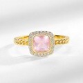 wholesale S925 silver gold-plated light luxury jewelry popular sugar loaf natural pink crystal ring fashion commuter wholesale customization-0-1