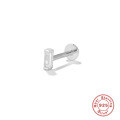 wholesale S925 Sterling Silver Ins Minimalist Square Diamond Piercing Earrings European American Flat Head Threaded Cartilage Stud-0-4