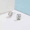 wholesale S925 Sterling Silver Korean Japanese Minimalist Small Fresh Geometric Square Zircon Stud Earrings Cross-Border New Accessories-0-1