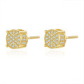 925 Sterling Silver Hip-Hop American Style Round Moissanite Stud Earrings, D Color, Unisex-0-3