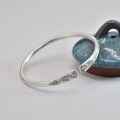 wholesale 9999 Silver Adjustable Open-End Hand-Hammered Engraved Peony Pattern Vintage Bohemian Bracelet for Women-0-1