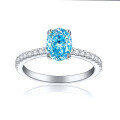 wholesale 925 Sterling Silver 15ct Oval Snowflake Cut Ring with Luxurious High-End Sense 6*8 Color Gemstone High-Carbon Diamond Women's Ring-0-12