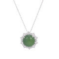 wholesale S925 silver plated with 18k gold, classic green chalcedony cabochon sunflower pendant convertible watch bracelet-0-4