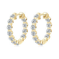 S925 Sterling Silver Moissanite Geometric Hoop Earrings for Women-Dazzling diamond earrings [K gold] - Round  925 silver