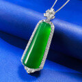 wholesale S925 Silver New Style Emerald Green Imperial Green "Rising Step by Step" Pendant with Green Chalcedony Necklace, Adjustable Live Stream Edition-0-1