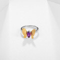 wholesale S925 silver designer gemstone ring adjustable with butterfly minimalist design, featuring natural gemstones-0-2
