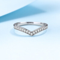 wholesale Pt950 Plated S925 Silver Moissanite V-Ring for Women, Hot Live Streaming Item for Dropshipping-14-point Moissanite No. 14