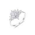wholesale S925 Silver Round Center Stone Sunflower Moissanite Ring for Women, Designer High-End Wedding Anniversary Best-Seller-0-4
