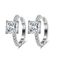 wholesale S925 Sterling Silver Cloud-Pull Jewelry Circle, Light Luxury 8A Ultra-Sparkling Zircon Earrings, Versatile and Elegant Earrings for Banquets and Evening Events-White gold, 6.78g 925 silver