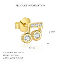 wholesale S925 Sterling Silver Cross-border Musical Note Earrings With Micro-set Zirconia,。-E5162-Gold/Single 925 Silver