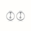 wholesale S925 Sterling Silver Zircon Circle Stud Earrings, Geometric Shape, Gentle and Elegant, Niche High-End Feel, Convertible Ear Accessories-0-4