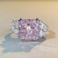 wholesale S925 sterling silver new pink diamond ring for women, original design with pink zirconia and high-carbon diamond, wholesale-0-3
