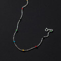 wholesale S925 Sterling Silver Rainbow Bead Women's Necklace Light Bead Geometric Colored Bead Ins Irregular IU Same Style Collarbone Chain D9456-0-3